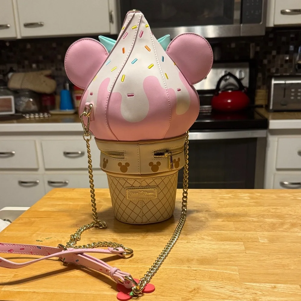 Loungefly Stitch Shoppe Mickey Ice Cream Cone Bag - Picture 2 of 7